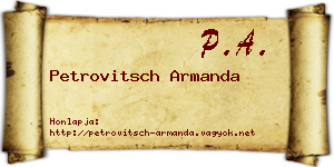 Petrovitsch Armanda névjegykártya
