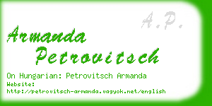 armanda petrovitsch business card